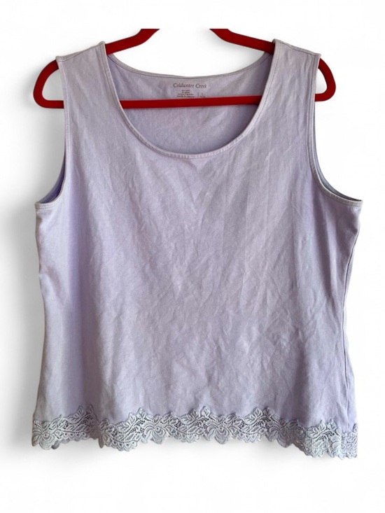 Coldwater Creek Tops - Coldwater Creek Lavender Lace Trim Knit Tank Top Size L